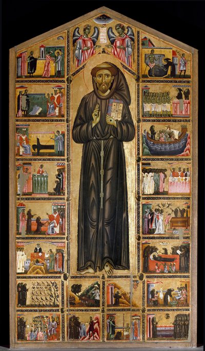 Mistrz (Maestro) del San Francesco Bardi. Szkoła florencka z pierwszej połowy XIII wieku. Ołtarz św. Franciszka z Asyżu (Asyż). Sceny z życia św. Francois. Kaplica (Cappella) Bardi. autorstwa Italian School