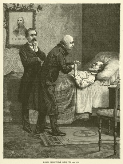 Mazzini w ostatnich godzinach życia (grafika) autorstwa Italian School