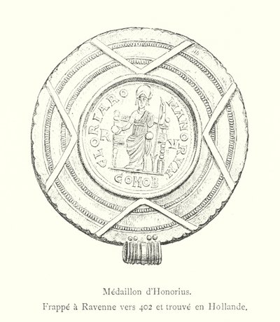 Medalion Honoriusza, wybity w Rawennie ok. 402 r. i znaleziony w Holandii (rycina) autorstwa Italian School