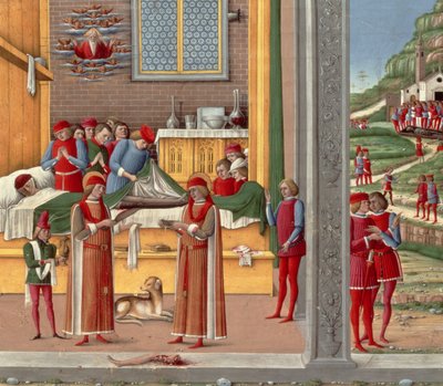 Średniowieczna scena amputacji (tempera na panelu) autorstwa Italian School