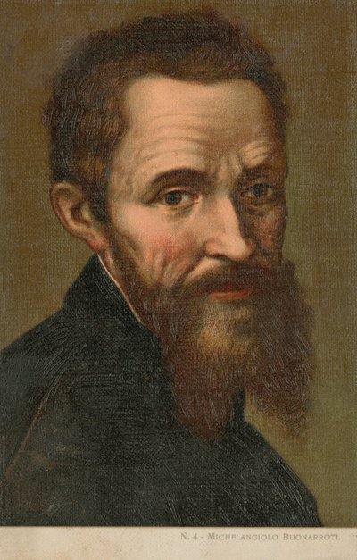 Michał Anioł, włoski artysta (chromolitografia) autorstwa Italian School