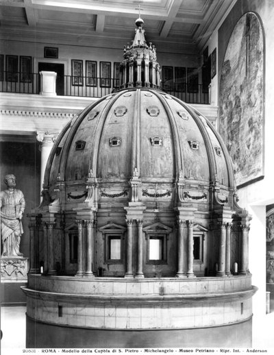 Model kopuły św. Piotra, zaprojektowany przez Michała Anioła (1475-1564) i zbudowany przez Giacomo della Porta (ok.1533-1602) w latach 1588-90 (drewno) autorstwa Italian School