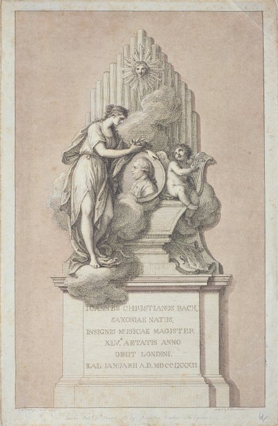 Pomnik Johanna Christiana Bacha (1735-1782) rytowany przez Francesco Bartolozziego (1727-1815) 1782 autorstwa Italian School