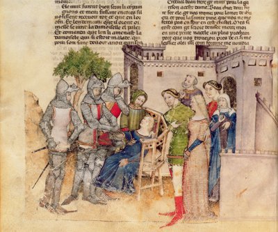 p. ks. 343 fol. 59v Siostra Śmierć Percivals, z Queste del Saint Graal, ok. 1380-85 autorstwa Italian School