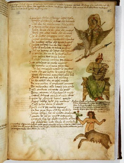 Pani Ital 483 P.4.7 f.162r Constellations, z „Dittamondo” Fazio degli Uberti (welum) autorstwa Italian School