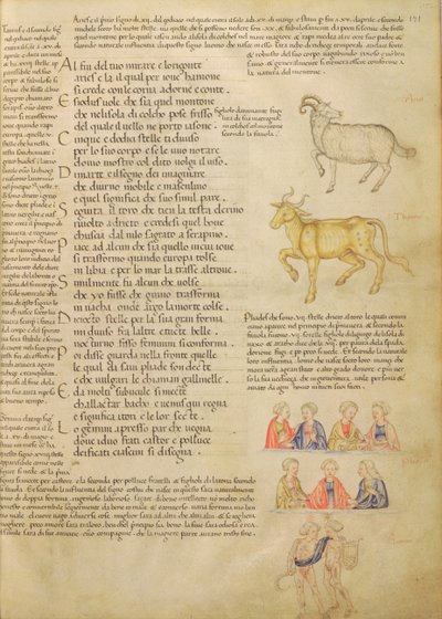 Pani Italien 87 fol.171 Strona ilustrująca znaki astrologiczne, z „De Civitate Dei, San Agostino” (welum) autorstwa Italian School