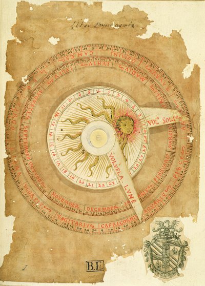 Ms Lat 696 W.8.20 fol.1r Kalendarz słoneczny, z 
