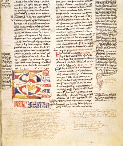 Ms. McClean 135, f.96r: detal roślinnej formy historiowanego inicjału C z Gratians Decretum, koniec XII w. autorstwa Italian School