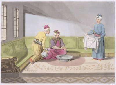 Muzułmanin dokonujący ablucji, tablica 34 z części III tomu I Historii narodów, sztur. V. Raineri (akwatinta) autorstwa Italian School