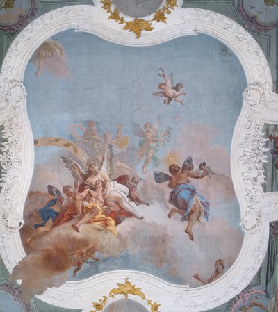 Scena mitologiczna ze znakiem zodiaku (fresk) autorstwa Italian School