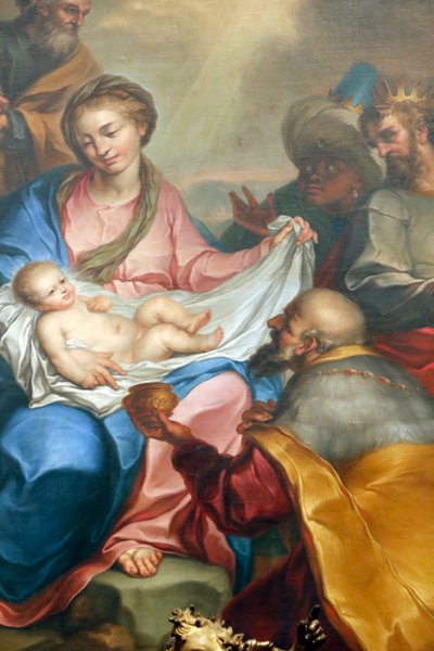 Szopka. Adoracja magów. Świeży. Bazylika Santa Maria delle Vigne. Genua. Włochy. autorstwa Italian School