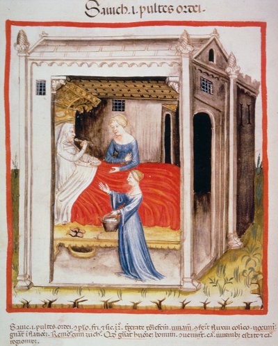 Nova 2644 fol.44v Degustacja zupy jęczmiennej, z Tacuinum Sanitatis autorstwa Italian School