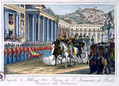 Przysięga Konstytucji Włoskiej, Piazza di San Francesco di Paola, Neapol, 24 lutego 1848 r. autorstwa Italian School