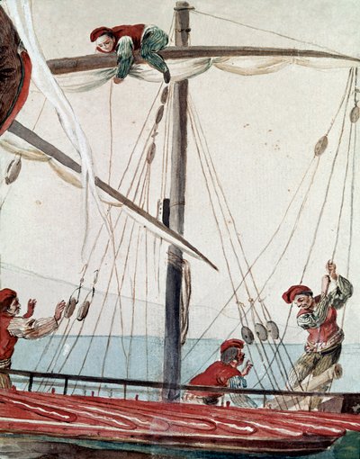 Stare neapolitańskie zawody: łódź rybacka - XIX-wieczna akwarela - Neapol Museo Nazionale di San Martino autorstwa Italian School