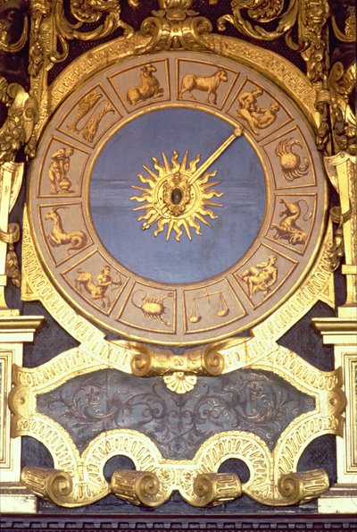 Orologio Zodicale (Zegar Zodiaku) (fresk i złocone drewno) autorstwa Italian School