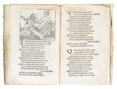 Strona z „Sonetti Lussuriosi” Pietro Aretino, ilustrowana przez Giulio Romano i rytowana przez Marcantonio Raimondi, wydana Wenecja, ok. 1527 (druk i drzeworyt) autorstwa Italian School