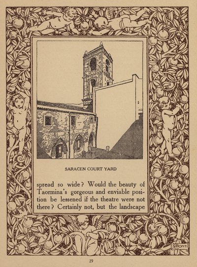 Strona z broszury hotelu San Domenico Palace, Taormina (litografia) autorstwa Italian School