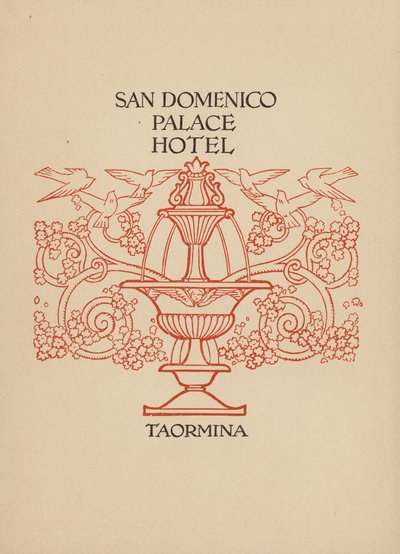 Strona z broszury hotelu San Domenico Palace, Taormina (litografia) autorstwa Italian School