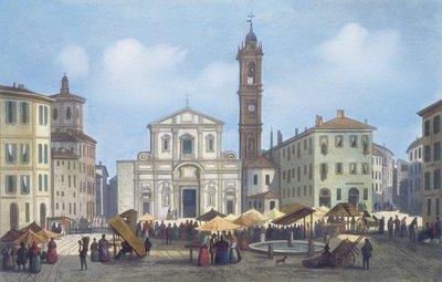 Piazza Santo Stefano z Widoków Mediolanu i okolic autorstwa Italian School
