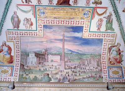 Piazza del Popolo, za panowania papieża Sykstusa V autorstwa Italian School