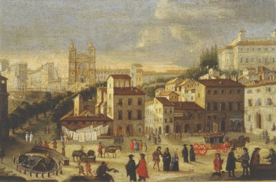Piazza di Spagna i Trinita dei Monti autorstwa Italian School