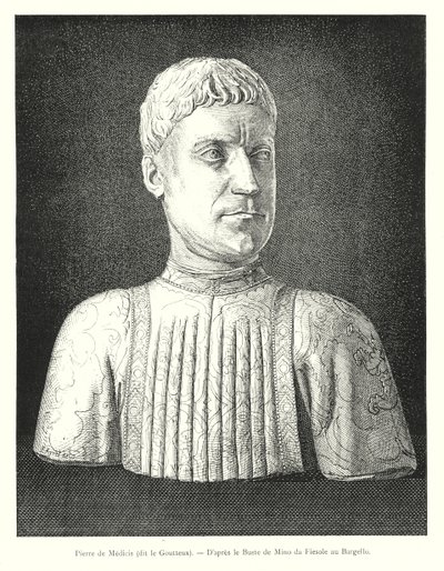 Pierre de Medici, zwany Podaną, od Popiersia Mino da Fiesole w Bargello (rycina) autorstwa Italian School