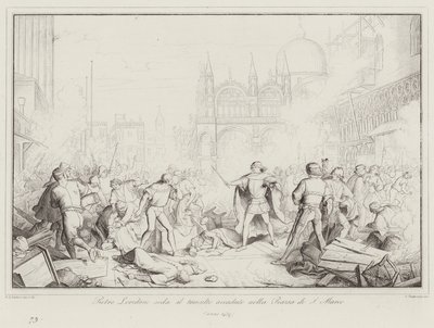 Pietro Loredano tłumi zgiełk, który miał miejsce na Piazza di San Marco autorstwa Italian School
