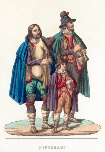 Pifferari (kolorowy grawerunek) autorstwa Italian School