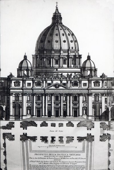 Plan św. Piotra, Rzym, rytowany przez Alessandro Specchi autorstwa Italian School