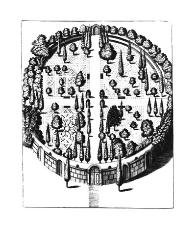 Plan ogrodu botanicznego na Uniwersytecie w Padwie, z Gymnasium Patavinum, autorstwa Filippo Tomasiniego, opublikowany 1654 autorstwa Italian School