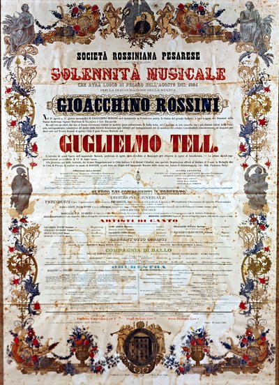 Afisz do Guillaume Tell, opera Gioachino Rossiniego, ok. 1864 (kolor lito) autorstwa Italian School