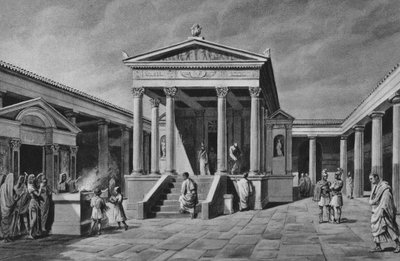 Pompeje: Świątynia Izydy (lit) autorstwa Italian School