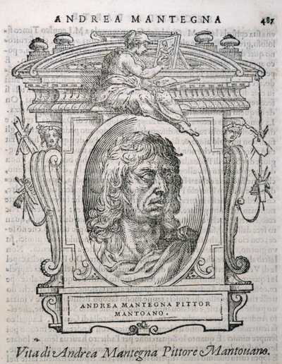 Portret Andrei Mantegny (ok. 1430-1506) z Żywotów artystów Vasarisa, po raz pierwszy opublikowany 1550 autorstwa Italian School