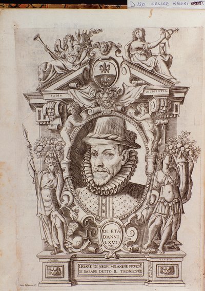 Portret Cesare Blacka zwanego Il Trombone (1536-1604), włoskiego tancerza autorstwa Italian School