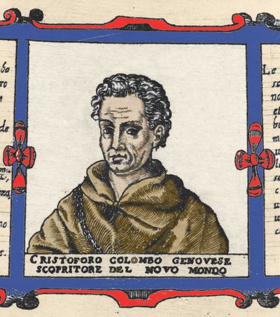 Portret Krzysztofa Kolumba (1451-1506), fragment Atlasu Urbano Monte autorstwa Italian School