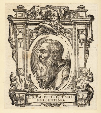 Portret Giovanniego Battisty di Jacopo, znanego jako Rosso Fiorentino lub Il Rosso, włoskiego architekta i malarza manierystycznego w oleju i fresku szkoły florenckiej autorstwa Italian School