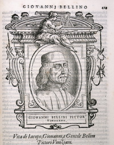 Portret Giovanniego Belliniego (ok. 1431-1516) z Żywotów artystów Vasarisa, po raz pierwszy opublikowany 1550 autorstwa Italian School