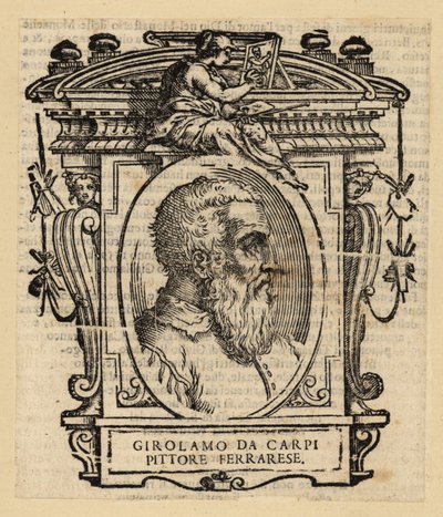 Portret Girolamo Da Carpi, włoskiego malarza i dekoratora, który pracował na dworze Domu Este w Ferrarze autorstwa Italian School