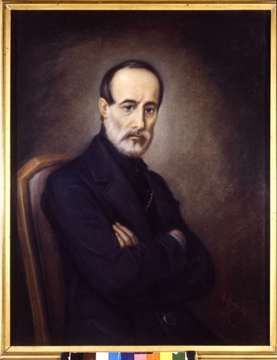 Portret Giuseppe Mazziniego (1805 lub 1808 - 1872). Malarstwo z XIX wieku. Muzeum Risorgimento. Mediolan autorstwa Italian School