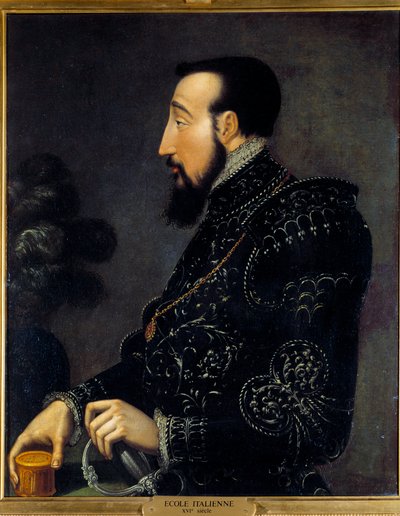Portret Henryka II króla Francji (1519-1559) Malarstwo szkoły włoskiej. 16 wiek. Słońce 0,58x0,46 m Chantilly, muzeum Conde autorstwa Italian School