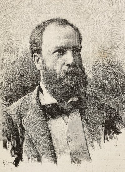 Portret Karla Hillebranda (1829-1884), niemieckiego historyka, rycina Riera z fotografii Schemboche, z L