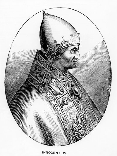 Portret papieża Innocentego IV (zm. 1254), ilustracja z nauki i literatury w średniowieczu i renesansie, napisana i rytowana przez Paula Lacroix, 1878 autorstwa Italian School