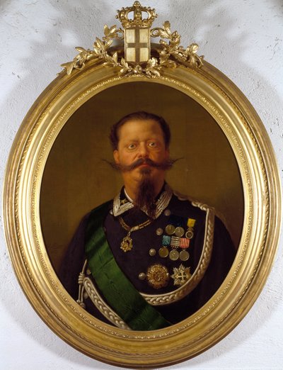 Portret króla Włoch Vittorio Emanuele II (Victor Emmanuel) (Victor-Emmanuel) (1820-1870) Obraz anonimowy. XIX-wieczna kolekcja prywatna - Portret króla Włoch Wiktora Emanuela II (Vittorio Emanuele II) (1820-1870). Anonimowe malowanie autorstwa Italian School