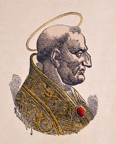 Portret papieża Gregoire Ier le Grand (Grzegorz Wielki lub Gregorio Magno lub Gregorius Magnus) (590-604) autorstwa Italian School