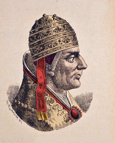 Portret papieża Mikołaja IV (Nicola, Nicholas lub Nicolo lub Niccolo lub Nicolaus) (1288-1292) autorstwa Italian School