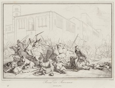 Zabranie Rawenny, 730 (rycina) autorstwa Italian School