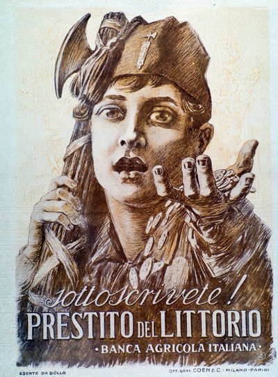 Propagandowy plakat faszystowski dotyczący pożyczki Littorio autorstwa Italian School