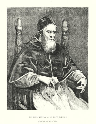 Raphael Sanzio, Papież Juliusz II, Kolekcja Pałacu Pitti (rycina) autorstwa Italian School