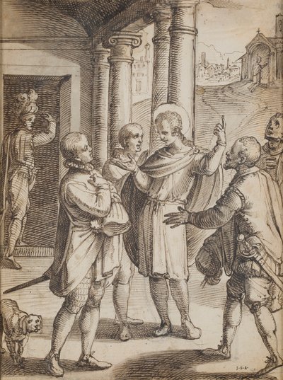 Sceny religijne (pióro i atrament na papierze) autorstwa Italian School