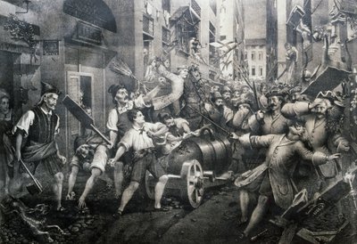 Rewolta w dzielnicy Portoria w Genui przeciwko Austriakom w 1746 r., kierowana przez Giovana Battistę Perasso (1735-1781), znanego jako Balilla autorstwa Italian School
